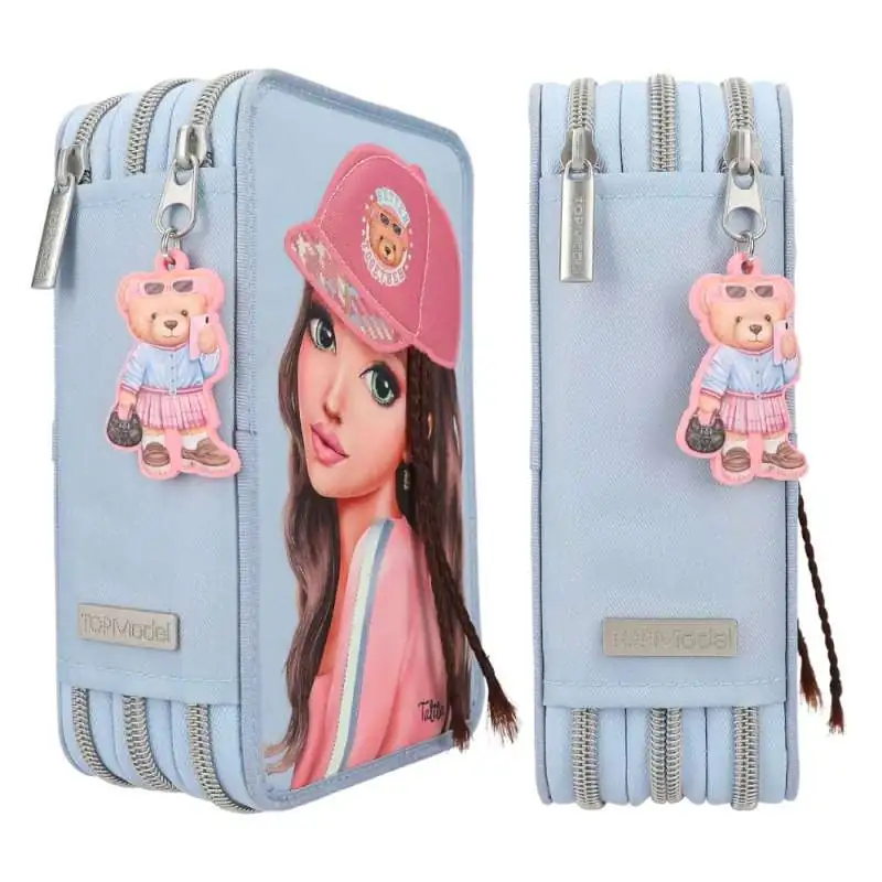 TOPModel 3 Fach Federtasche mit Applikation TEAM TEDDY - seitlich