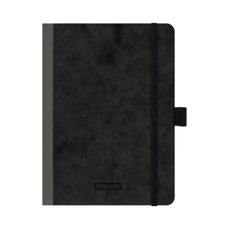 BRUNNEN Notizbuch Premium FACT!plus Kladde - A4, A5 und A6 - A6, kariert, Gummizugverschluss, schwarz