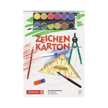 BRUNNEN Zeichenkartonblock - DIN A4 und A4 - 10 Blatt - 190 g/m² - A4 | 10 Blatt