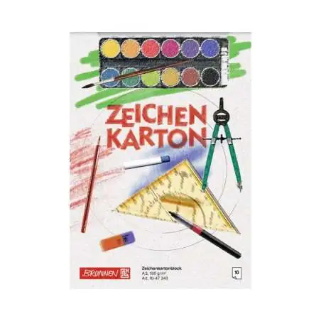BRUNNEN Zeichenkartonblock - DIN A4 und A4 - 10 Blatt - 190 g/m² - A3 | 10 Blatt