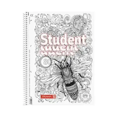 BRUNNEN Collegeblock Premium Student - 80 Blatt - verschiedene Lineaturen - Biene - punktiert