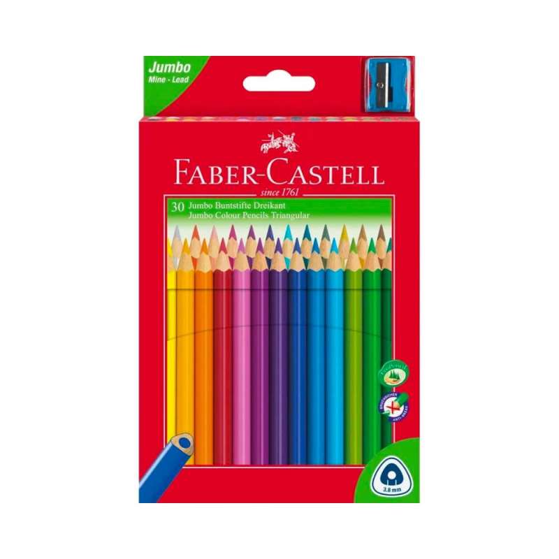 FABER-CASTELL Farbstifte Jumbo dreikant - in drei verschiedenen Setgrößen - 30er Set