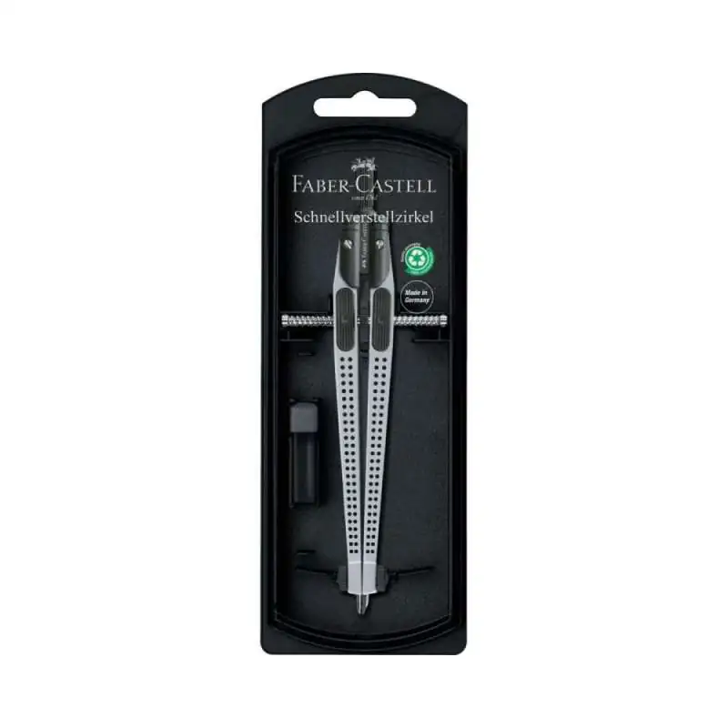 FABER-CASTELL Schnellverstellzirkel - verschiedene Durchmesser und Farben - silber 390mm - Packung