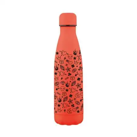 XANADOO Edelstahl Trinkflasche Neonorange Tattoo