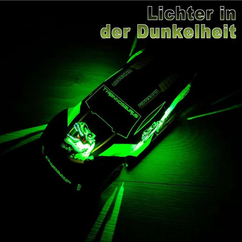 Ferngesteuertes Auto RC Drift Car Dinosaurier mit LED-Leuchten leuchtend im dunkeln