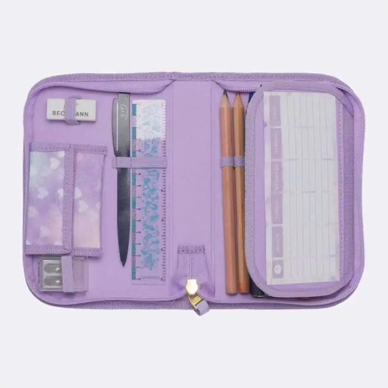 BECKMANN Schulranzen Set AIR PLUS 6 tlg - Princess Purple Schüleretui halboffen