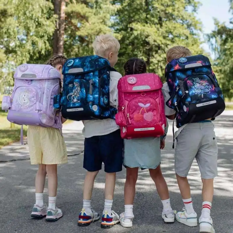 BECKMANN Schulranzen Set AIR PLUS 6 tlg - Princess Purple Schüleretui Kinder mit Schulranzen Rückansicht