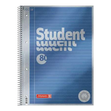 BRUNNEN Collegeblock Premium Student - A4, Lineatur 21, 80 Blatt, blau - Front