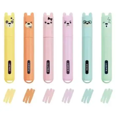 LEGAMI Mini-Textmarker 6er Set Pastell Teddy‘s Style Sortiment