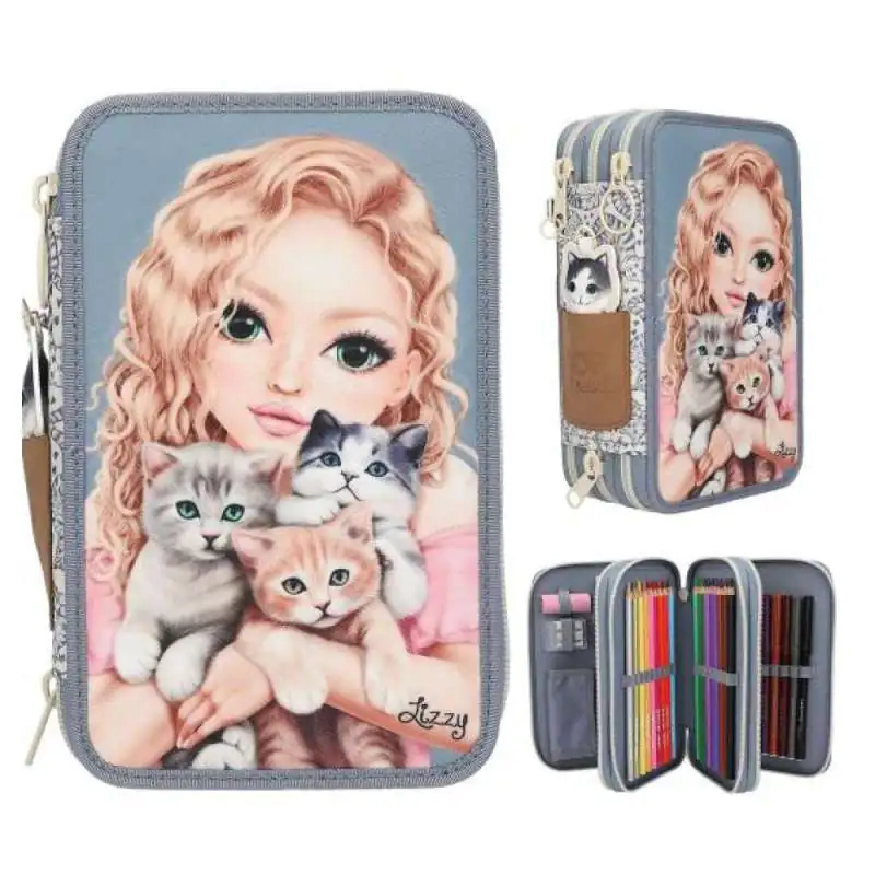 TOPModel 3 Fach Federmäppchen mit Applikation CAT LOVE