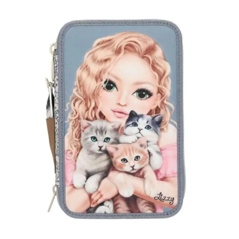 TOPModel 3 Fach Federmäppchen mit Applikation CAT LOVE Front
