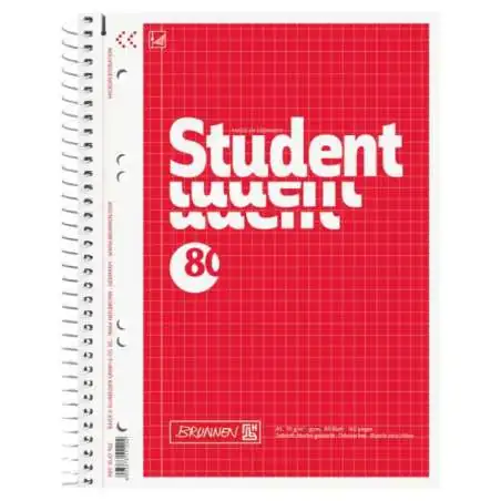 BRUNNEN Collegeblock Student A5, Lineatur 5, 80 Blatt, rot