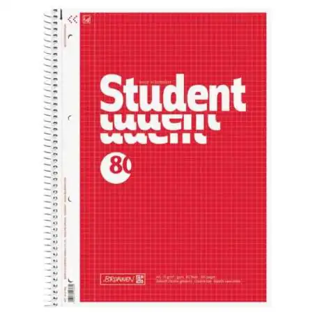 BRUNNEN Collegeblock Student A4, Lineatur 22, 80 Blatt, rot