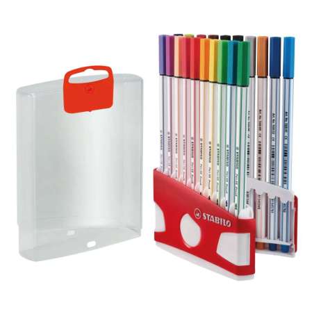 STABILO Premium-Filzstift Pen 68 brush 20er Tischset ColorParade rot