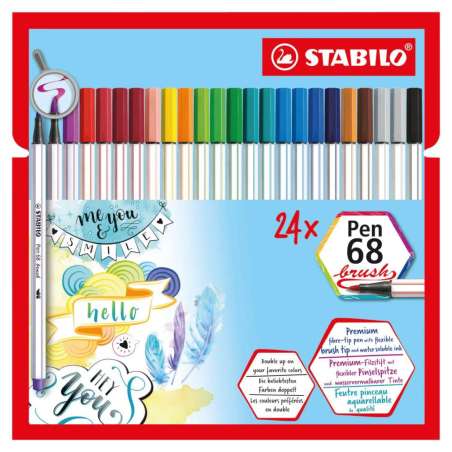 STABILO Premium-Filzstift Pen 68 brush 24er Kartonetui