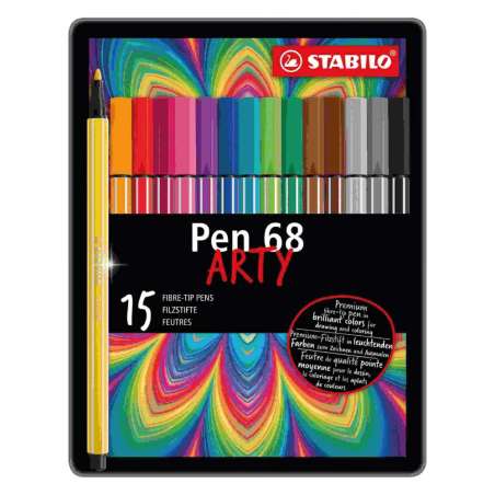 STABILO Premium Filzstift Pen 68 ARTY 15er Set Metalletui