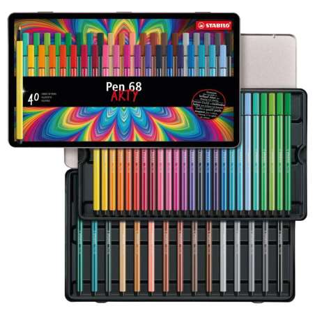 STABILO Premium Filzstift Pen 68 ARTY 40er Set Metalletui