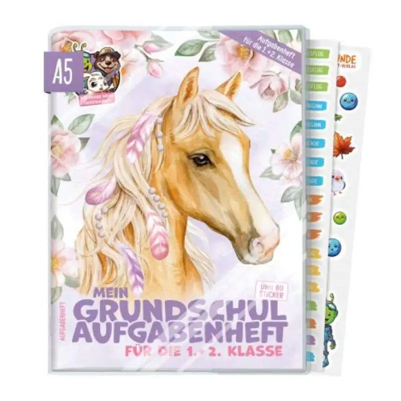 HÄFFT Grundschul-Aufgabenheft A5 für die 1. + 2. Klasse ohne Datum - Pferd