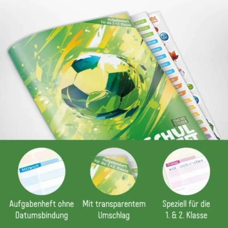 HÄFFT Grundschul-Aufgabenheft A5 für die 1. + 2. Klasse ohne Datum - Beschreibungen