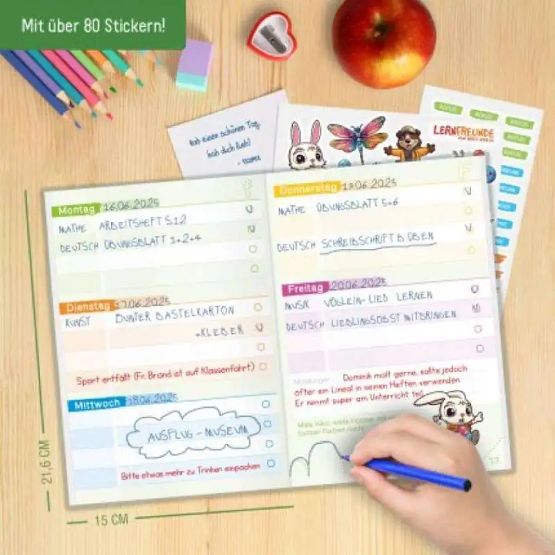 HÄFFT Grundschul-Aufgabenheft A5 für die 1. + 2. Klasse ohne Datum - Beispielbild