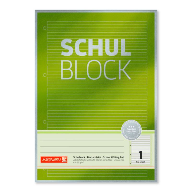 BRUNNEN Schulblock Premium Rand gelocht 90g/qm A4 Lineatur 1