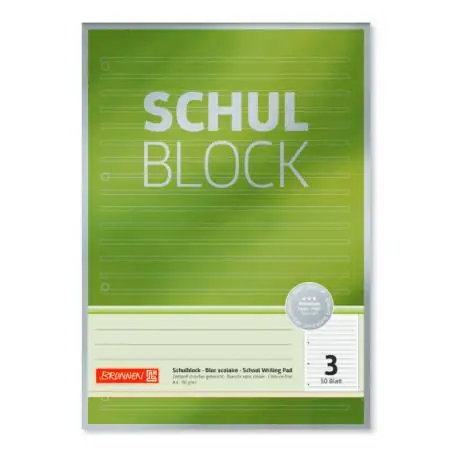 BRUNNEN Schulblock Premium Rand gelocht 90g/qm A4 Lineatur 3