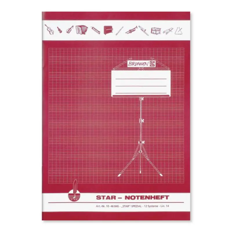 BRUNNEN Notenheft Star A4 - 80g/m2 8 Blatt Lineatur 14