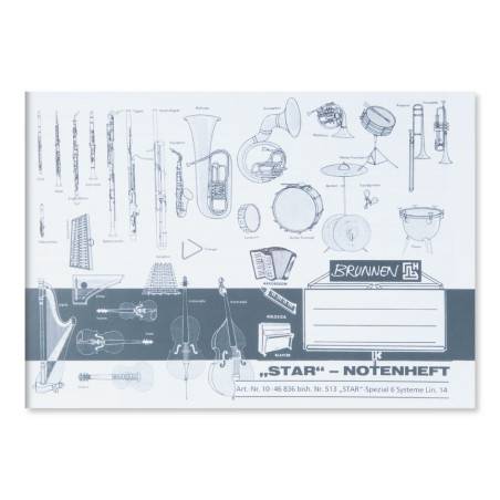 BRUNNEN Notenheft Star A5 quer - 80g/m2 8 Blatt Lineatur 14