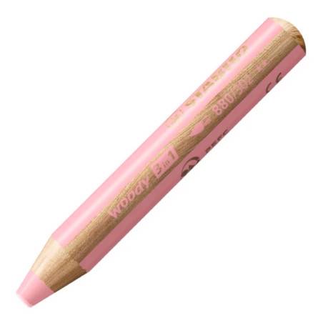 STABILO Buntstift, Wasserfarbe & Wachsmalkreide woody 3 in 1 Einzelstift pastellpink