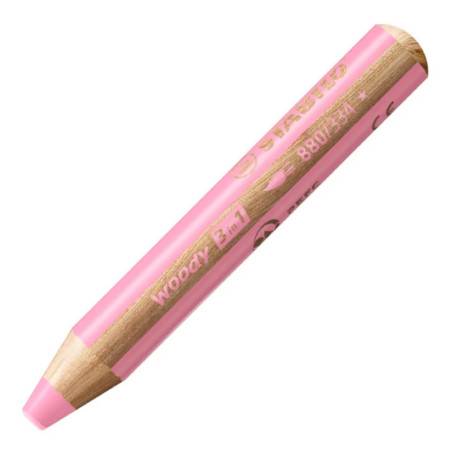 STABILO Buntstift, Wasserfarbe & Wachsmalkreide woody 3 in 1 Einzelstift pink