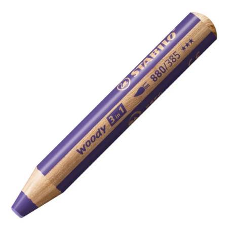 STABILO Buntstift, Wasserfarbe & Wachsmalkreide woody 3 in 1 Einzelstift violett