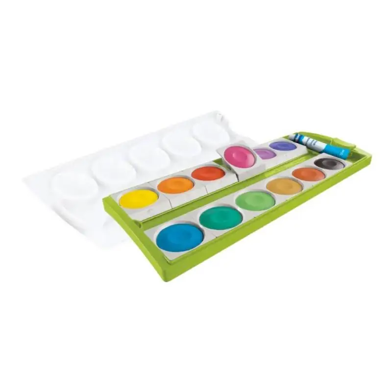 PELIKAN Farbkasten 735 K12 grün - 1 Tube Deckweiß alle Farben offen