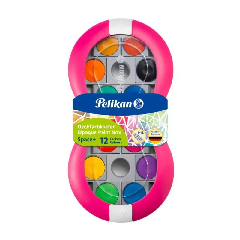 Pelikan Farbkasten Space+ 735 magenta - 1 Tube Deckweiß - DIN 12 Farben von oben