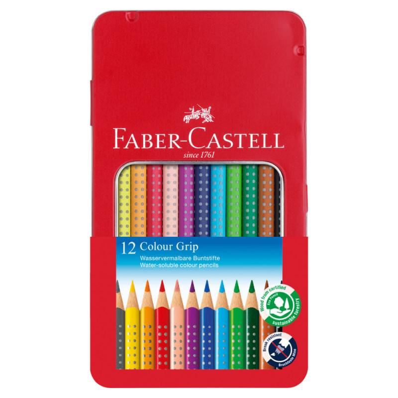 FABER CASTELL Dreikant-Buntstift Colour GRIP 12er Set in Metalletui