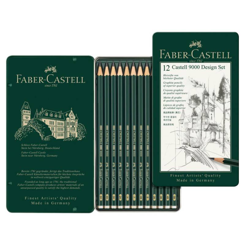 FABER-CASTELL Bleistift 9000  12er Design-Set (5B - 5H) offen