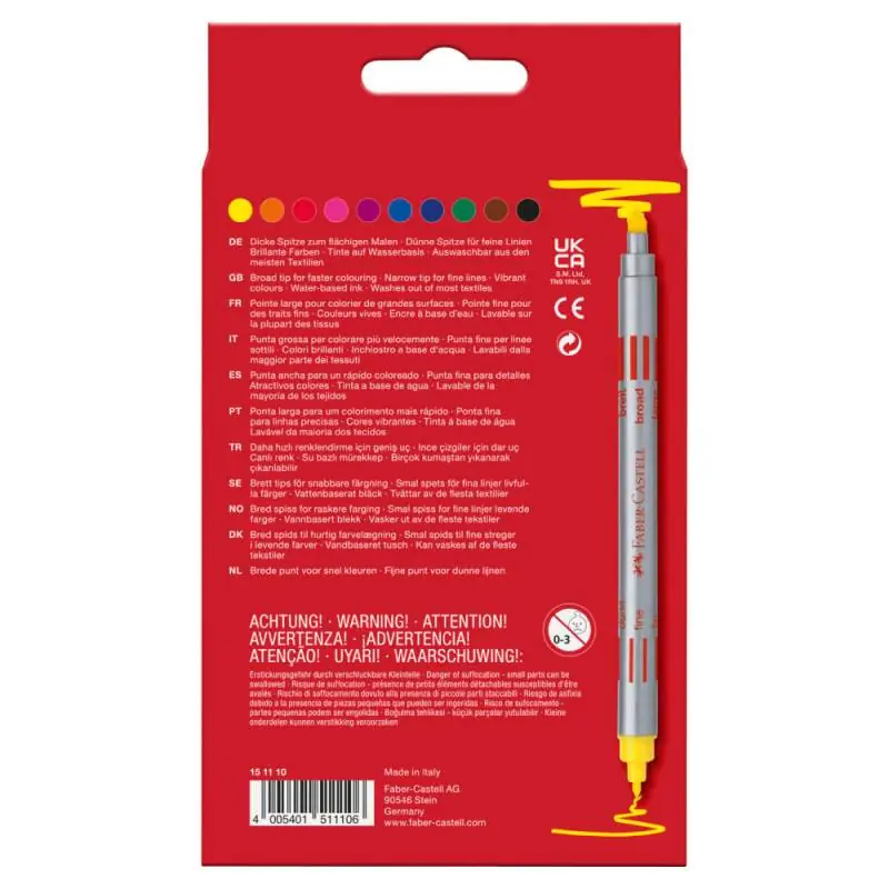 FABER-CASTELL Fasermaler - Filzstift Doppelfasermaler 10er Set hinten