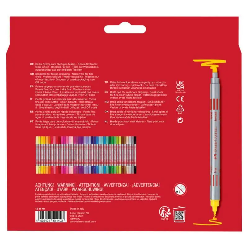FABER-CASTELL Fasermaler - Filzstift Doppelfasermaler 40er Set hinten