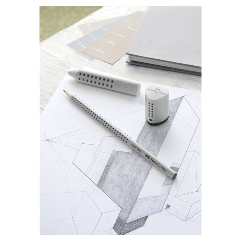 FABER-CASTELL Einfachspitzdose Grip 2001 Mini silber Tisch