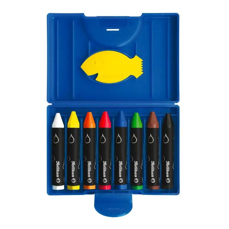 PELIKAN Wachsmalstifte 8er Set - rund wasservermalbar Box