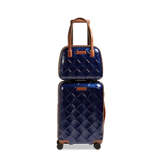 Hartschalen-Koffer LEATHER&MORE blue Beautycase STRATIC